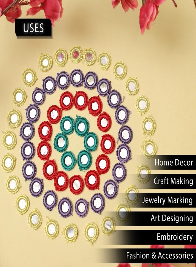 EmbroideryMaterial 100 Pcs Crochet Acrylic Mirrors for Craft, DIY, Dress Designing, Jewellery Making, Saree Embellishments & Decorative Projects (Yellow, Red, Purple, Green - 20MM, 25 Pcs/Color) - Image 5